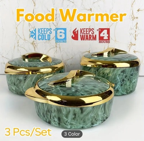 3pcs marble design food warmer - marble,